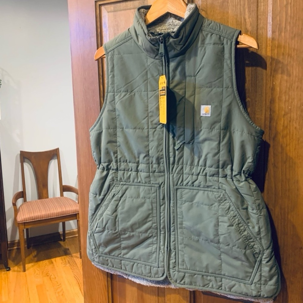 Carhartt Olive Green Quilted Hoodless Vest